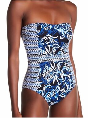 Tommy Bahama Women's Old Royal Bandeau One Piece Swimsuit size 6